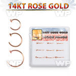 dr14nh3 box w 9 pieces of 14k rose gold nose hoops