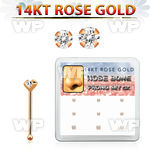 drnb11 box w 9 14kt rose gold nose bones w 1.5mm 2mm czs