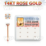 drnb6 box w 14kt rose gold nose bones w 2mm round cz stones