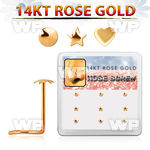 drsc10 box w 9 14kt rose gold nose screw w star round heart top