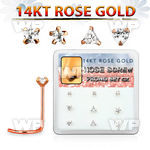 drsc13 box w 9 14kt rose gold nose screws w czs in mix shape