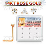drsc9 box 14kt rose gold nose screws w cz stone in mix shape