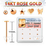 drys16 box w 9 14kt rose gold bend it nose studs w mixed top
