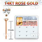 drys22 box 14kt rose gold bend it nose stud w heart shaped czs