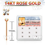 drys24 box 14kt rose gold bend it nose studs w square czs