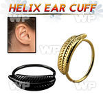echtfe anodized steel helix ear cuff w a feather on the top