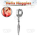 ehh583 helix huggie w a dangling small feather