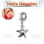 ehh727 helix huggie w a dangling plain starfish