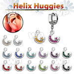 ehh734 helix huggie w a dangling moon with crystals