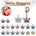 ehhcr4 helix huggie w a dangling crown design with crystals