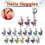 ehhdk2 helix huggie w a dangling crystal duck