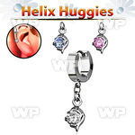 ehhz10 helix huggie w a dangling small dolphin design w cz