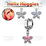 ehhz319 helix huggie w a dangling flower with cz stone petals