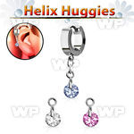 ehhz372 helix huggie w a dangling round cubic zirconia stone