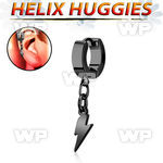 ehklit black steel helix huggie earring w lightning symbol 
