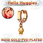 ehr767 rose gold steel helix huggie earring w a dangling tulip
