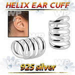 ehvcf11 sterling silver helix ear cuff with five plain rings