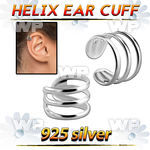 ehvcf13 sterling silver helix ear cuff with three plain rings