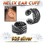 ehvcf14 sterling silver helix ear cuff with leaf design