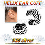 ehvcf16 sterling silver helix ear cuff with weave pattern design