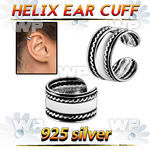 ehvcf3 sterling silver helix ear cuff with double twisted lines