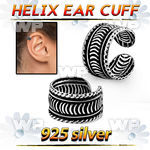 ehvcf5 sterling silver helix ear cuff with antique pattern