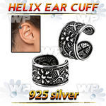 ehvcf9 sterling silver helix ear cuff with leaf design