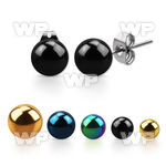 erbt pair of ball shaped pvd plated surgical steel ear studs
