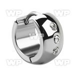 ercz11 pair of high polished steel huggies with 2 5mm cz