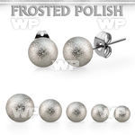erfob pair of ball shaped frosted 316l steel ear studs