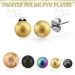 erfobt pair of ball shaped frosted anodized steel ear studs
