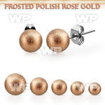 erfobtt pair of ball shaped frosted rose gold ear studs