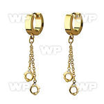 erg652 gold steel huggies earrings w dangling handcuffs