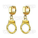 erg765 gold pvd plated stainless steel huggie dangling handcuff