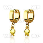 erg767 gold stainless steel huggies earrings w dangling tulip 