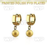 ergfot8 gold steel huggies earrings w 8mm ball w frosted effect