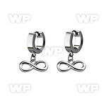 erh618 steel huggies earrings w dangling infinity symbol