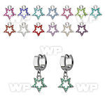 erhsar5 steel huggies earrings w dangling crystal star shape