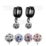 erkfra8 black steel huggies dangling dotted multi crystal ball