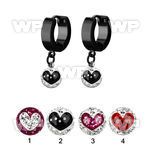 erkfrb8 black steel huggies dangling heart multi crystal ball