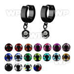 erkmjt6 black steel huggie dangling w mulit jewel ball