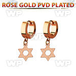 errdsr rose gold steel huggies earrings w dangling david star