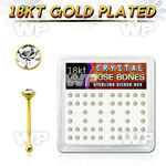 et4e0f6 box w silver 925 nose bone 18k gold plated 2mm round nose piercing