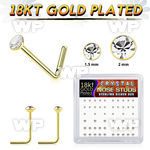 et4f3j6t 18kt gold finish silver l shaped nose pins 22g 52