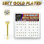 et4gkf6 box w silver 925 nose bone 18k gold plated 2mm round nose piercing