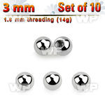 f47bzi pack 3mm surgical steel balls1 6mm threading belly piercing
