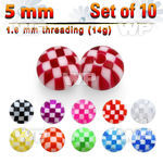 f6247bs pack 5mm acrylic checker ball sthreading 1 6mm belly piercing