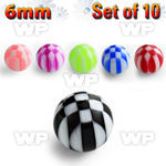 f6247by pack 6mm acrylic checker ball sthreading 1 6mm belly piercing