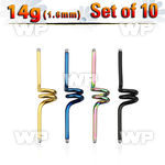 f8ur6e0i pack ion plated 316l steel industrial twister barbell pos belly piercing