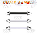 fbbnpcn bioflex nipple barbell, 14g (1.6mm) w 4mm steel cones